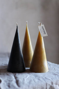TRIPLE CONES pure beeswax candles - set of 3