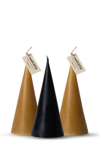 TRIPLE CONES pure beeswax candles - set of 3