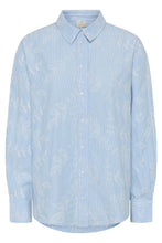 Load image into Gallery viewer, MARLEEN  White Blue Embroidery Stripe