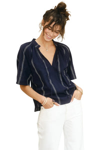 Palmer Cotton Top - Navy Blue