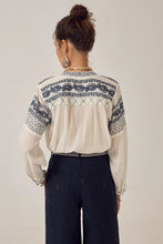Load image into Gallery viewer, BLANCA Blouse - Deep blue embroidery