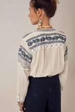 Load image into Gallery viewer, BLANCA Blouse - Deep blue embroidery