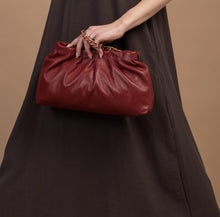 Load image into Gallery viewer, Elevating Puffy Bag – Dotted Leather Burgundy Red Large