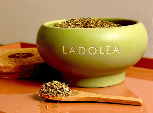 Oregano 15gr in handmade ceramic pot with wooden serving spoon