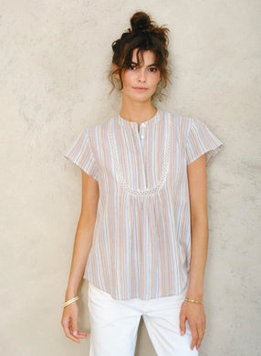 Freya Cotton Top - Multi Stripe