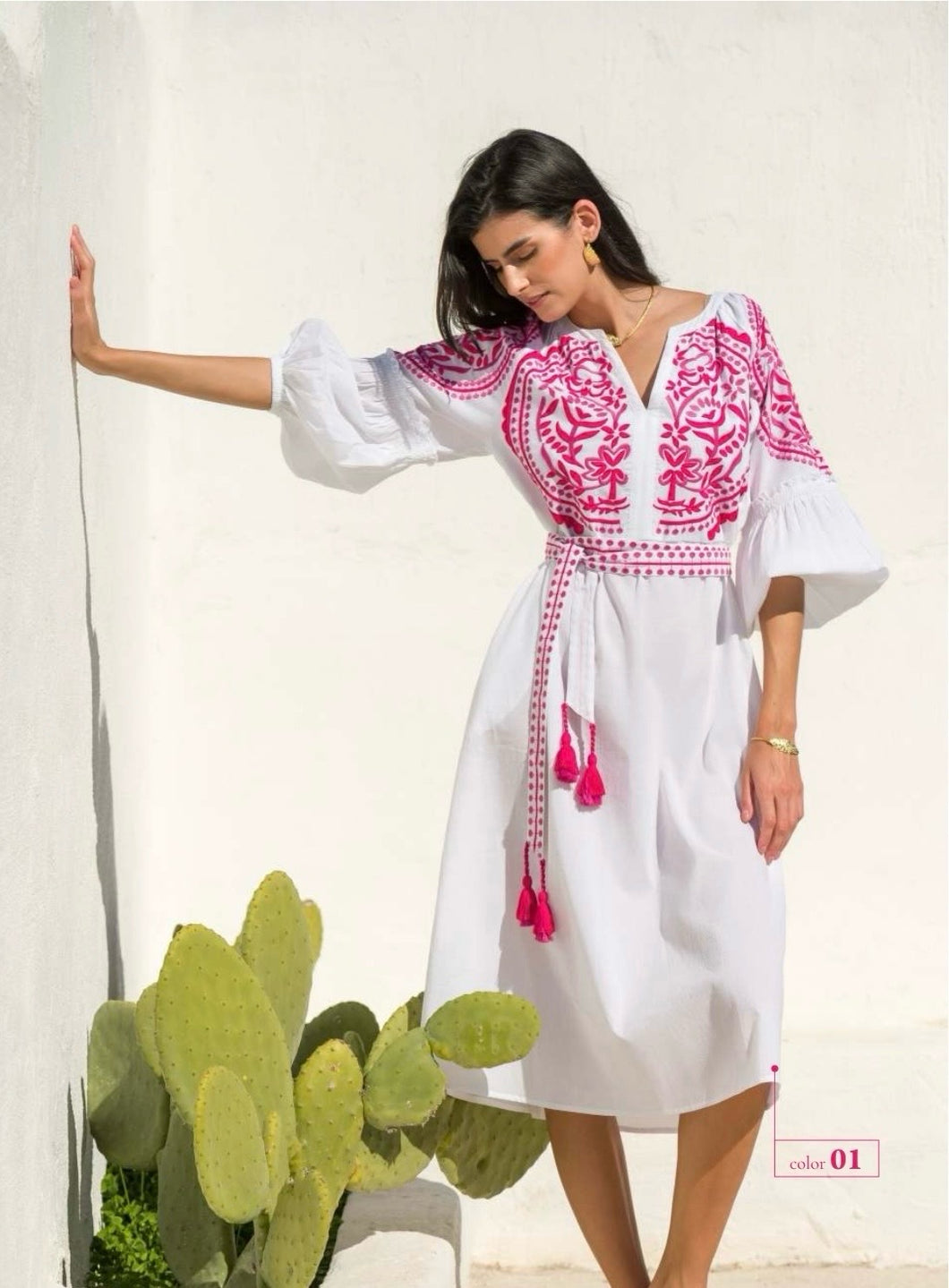 Luxury Cotton Dress with embroidery
