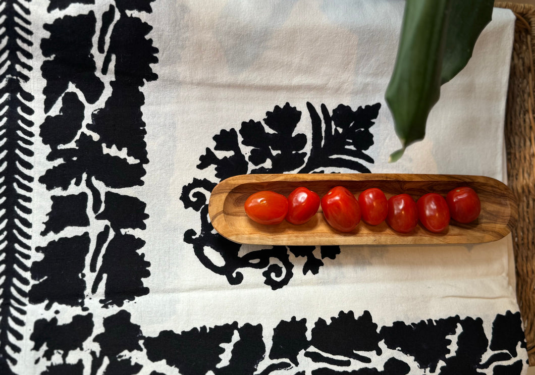 Handstamped cotton tablecloth