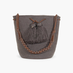 Solid round handmade shoulder bag