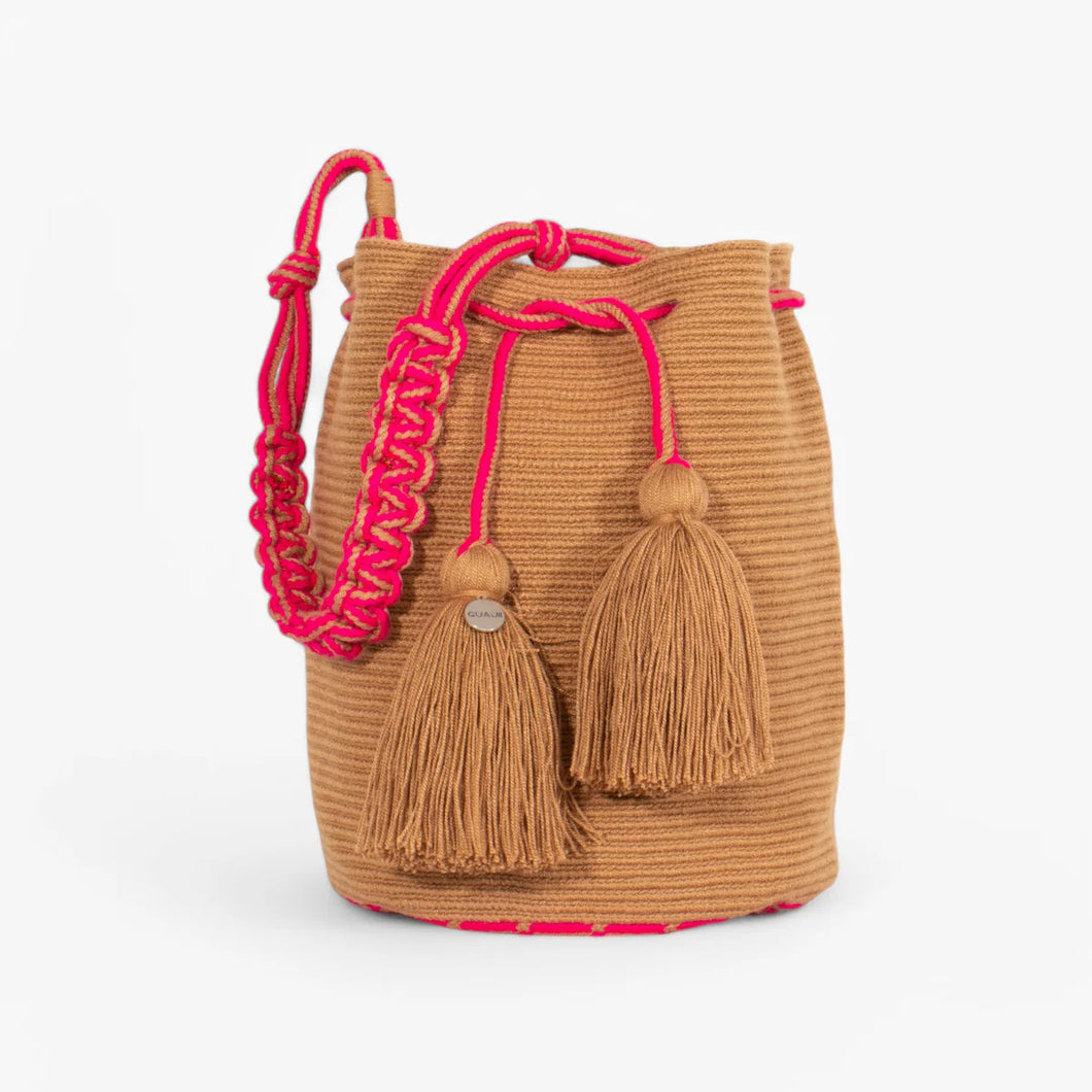Solid round handmade shoulder bag