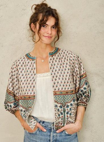 Devi Jacket -100% Cotton Floral Blockprint Printed