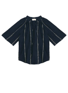 Palmer Cotton Top - Navy Blue