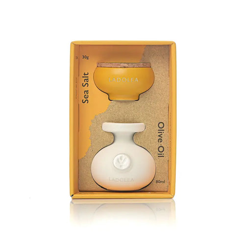 Ceramic set - Fleur de Sel (30g) & Premium Extra Virgin Olive Oil (80ml)