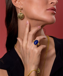 KALLOS - Gold plated ring with lapis lazuli
