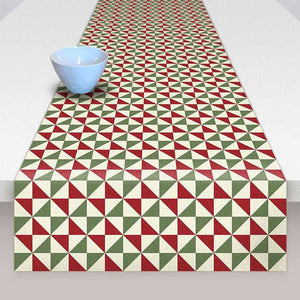 Cotton Table Runner-Triangles/Litlle rocks