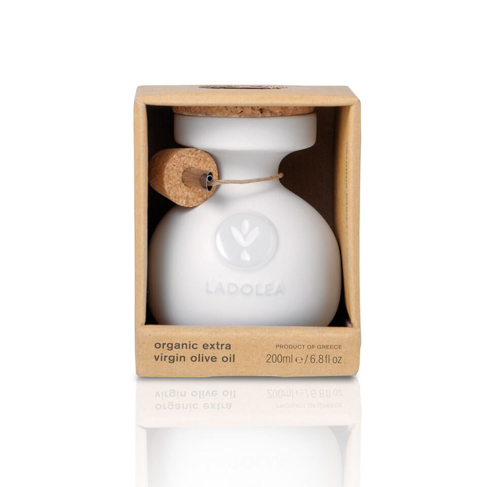 Extra Virgin Olive Oil - Handmade ceramic bottle - White